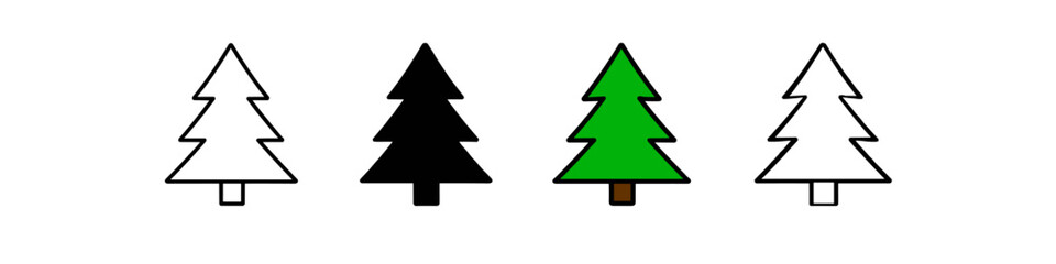 Fototapeta premium Set of four stylized Christmas tree icons in different colors and outlines
