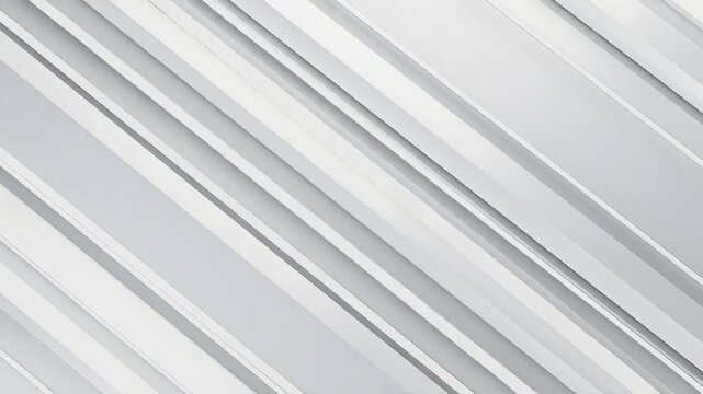 Elegant light grey white seamless looped background. Diagonal white stripes animation. Digital minimal geometric 3d BG. Technology metallic line. Premium luxury design template. Animated soft pattern.