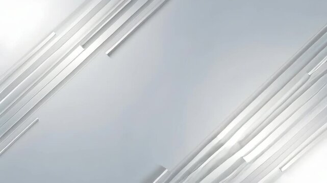 Elegant light grey white seamless looped background. Diagonal white stripes animation. Digital minimal geometric 3d BG. Technology metallic line. Premium luxury design template. Animated soft pattern.