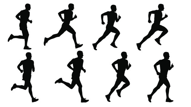 A series of runners in motion captured as a dynamic silhouette