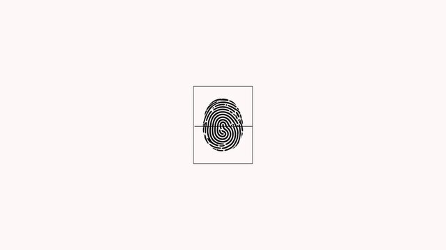 finger print animation on White background. fingerprint scanning icon motion. biometric scanner for identification video.