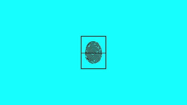 finger print animation on Bule background. fingerprint scanning icon motion. biometric scanner for identification video.