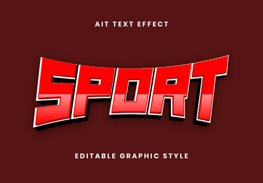 Red And White Curved Arc Text Effect Sport Bold Font