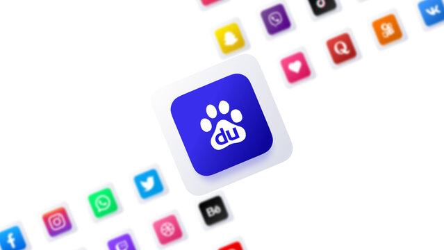 Baidu social media app icon 3d design digital communication network technology background