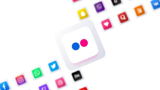 Flickr social media app icon 3d design digital communication network technology background