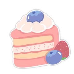 Berry Layer Cake Cartoon Sticker Illustration Isolated on Transparent Background