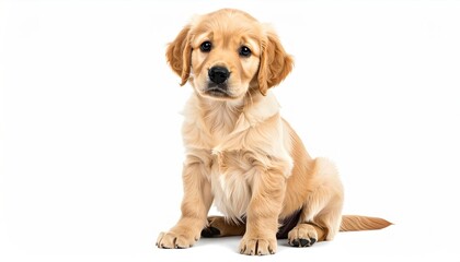 Adorable Golden Retriever Puppy Sitting Alone.