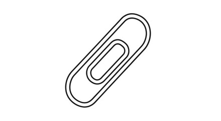 Obraz premium Paperclip in simple line art style with black outline on white background for office supplies