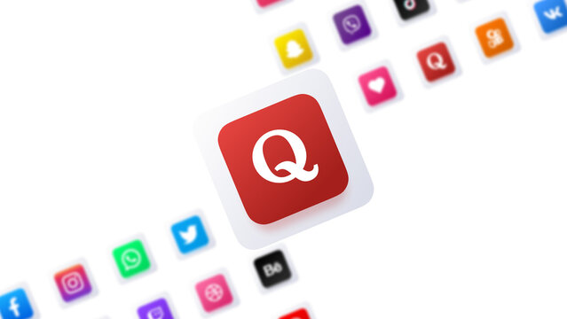 Quora social media app icon 3d design digital communication network technology background