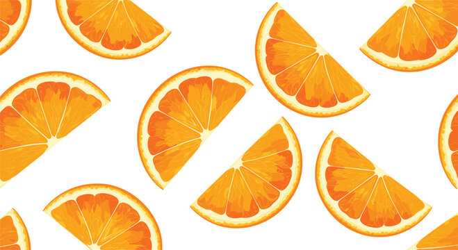 Fresh orange slices seamless pattern vector illustration with juicy citrus fruit background