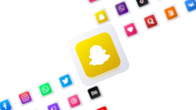 snapchat social media app icon 3d design digital communication network technology background