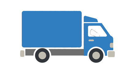 Blue Delivery Truck in Simple Flat Design with White Background for Logistics
