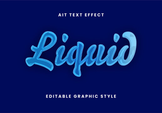 Blue Glossy Liquid Text Effect Script Fluid Font