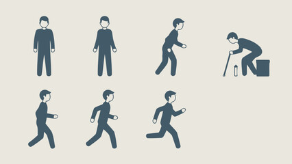 Fototapeta premium Stylized human figures various poses and actions illustrated against a plain backdrop