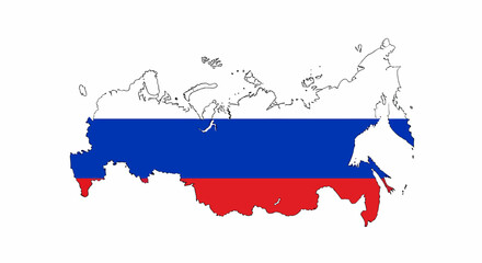 Obraz premium Distinctive vector map outline of a prominent global nation, filled with its national flag colors, symbolizing country identity and geographic representation