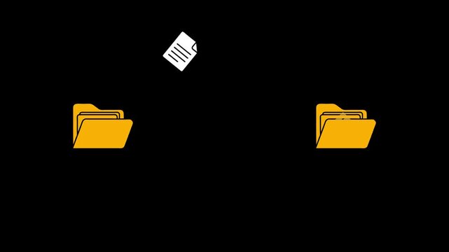 Two folders file transfer animation seamless loop. Suitable for business, data management, and document related concepts. Sending Business Documents business ,Document transferring between