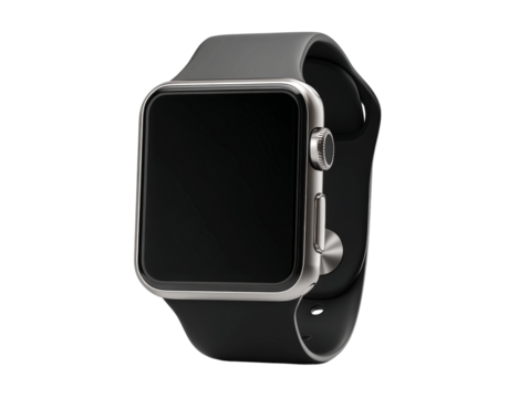 Sleek and Modern: A Stylish Smartwatch Displaying a Dark Screen. This smartwatch blends fashion with technology Isolated Transparent Background, PNG - Powered by Adobe