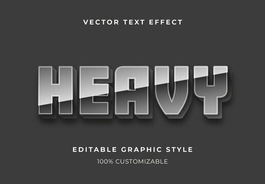 Gray Realistic Shiny Metal 3D Text Effect Chrome Heavy Font