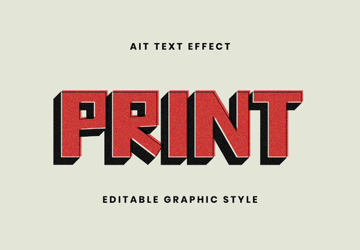 Red And Black Offset Print Text Effect 3D Bold Geometric Font