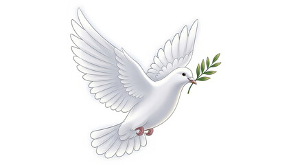 A white dove in flight holding a green olive branch&mdash;symbolizing peace, hope, and unity in honor of International Women&rsquo;s Day.