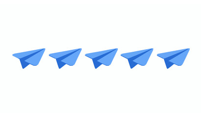 Blue 3D paper plane icon set for messaging email and communication UI design © MdYeasin