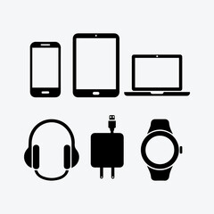 Black and white vector icon set of technology devices 1.eps