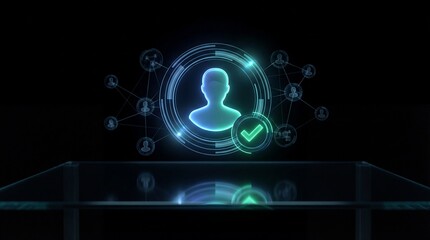 Fototapeta premium Futuristic User Authentication Concept with Glowing Holographic Interface.