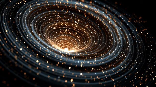 Celestial Swirl: A mesmerizing visual of swirling cosmic particles and glowing lights, evoking a sense of the vastness of the universe.