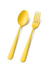 Colored Spoon and Fork Set on White Background &ndash; Minimal Clean Product Photography