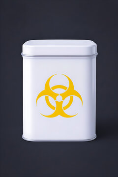 A container with warning sign on it
