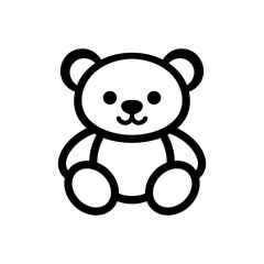 Obraz premium Cute teddy bear outline icon. Simple black and white vector illustration of a toy bear, perfect for icons, children design, UI elements, apps, websites and minimal graphic projects.