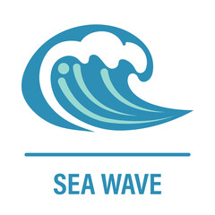 Sea Wave Flat Color Vector Illustration