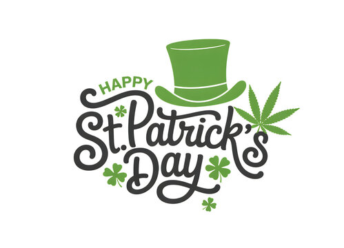 Happy st patrick s day illustration featuring a green top hat and shamrock leaves