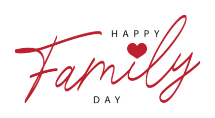 Fototapete Rund Positive Typografie Happy Family Day with Red Heart on White Background  © Baloch