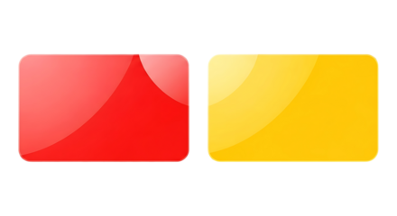 Red yellow card football referee concept Two colorful rectangular icons on a Transparent Background for design and technology concepts