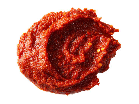 Close-up of vibrant red gochujang, a traditional Korean chili paste Isolated Transparent Background, PNG