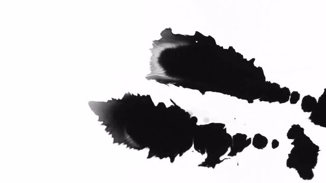 Abstract Black Ink Splatter on White Background for Artistic Design.