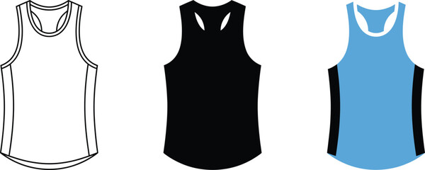 Sleeveless racer back tank top fashion flat sketch technical drawing vector template