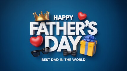 Happy fathers day best dad in the world greeting card illustration