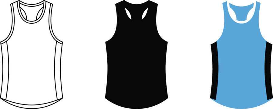 Sleeveless racer back tank top fashion flat sketch technical drawing vector template