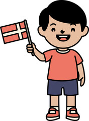 Boy Holding Danish Flag vector shape