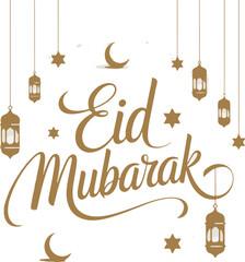 Eid mubarak typography design for islamic holiday celebration with elegant decorative lettering