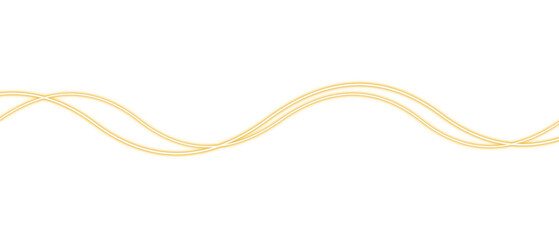 Glowing golden wave light line isolated on transparent background. Abstract energy neon light effect. Neon line sign. Sparkling futuristic border. Glow design elements. PNG