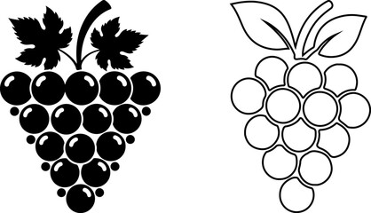 Ripe purple bunch of grapes vector illustration featuring a fresh grapevine leaf and sweet berries on a green vine branch for harvest and wine design