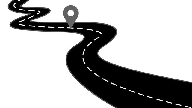 Winding road with location pin Animation, Winding road with a location pin
