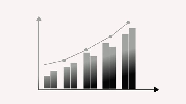 Professional Business Growth Animation with a Bar Chart Displaying Increasing Profits and Market Expansion