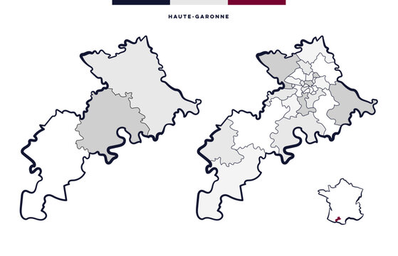 D&eacute;partement et cantons de Haute-Garonne - Occitanie (France)	