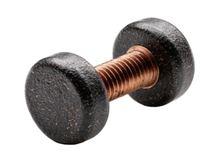 A close-up shot of a single dumbbell, with a detailed view of its texture and design Isolated Transparent Background, PNG