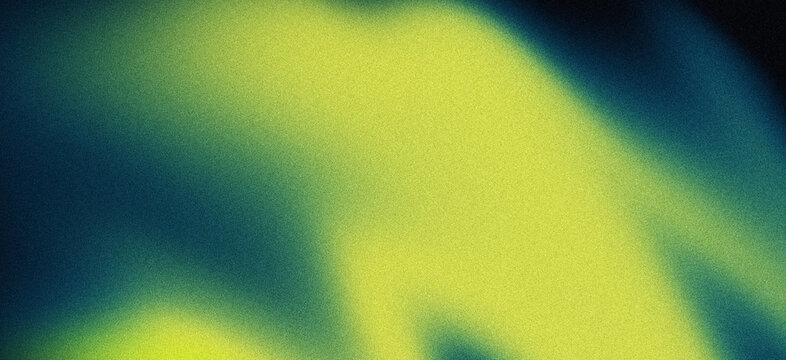 Teal green blue yellow color shape abstract grainy gradient background, black backdrop noisy texture wide banner poster header design