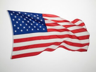 Fototapeta premium The american flag waving in the wind isolated on white background